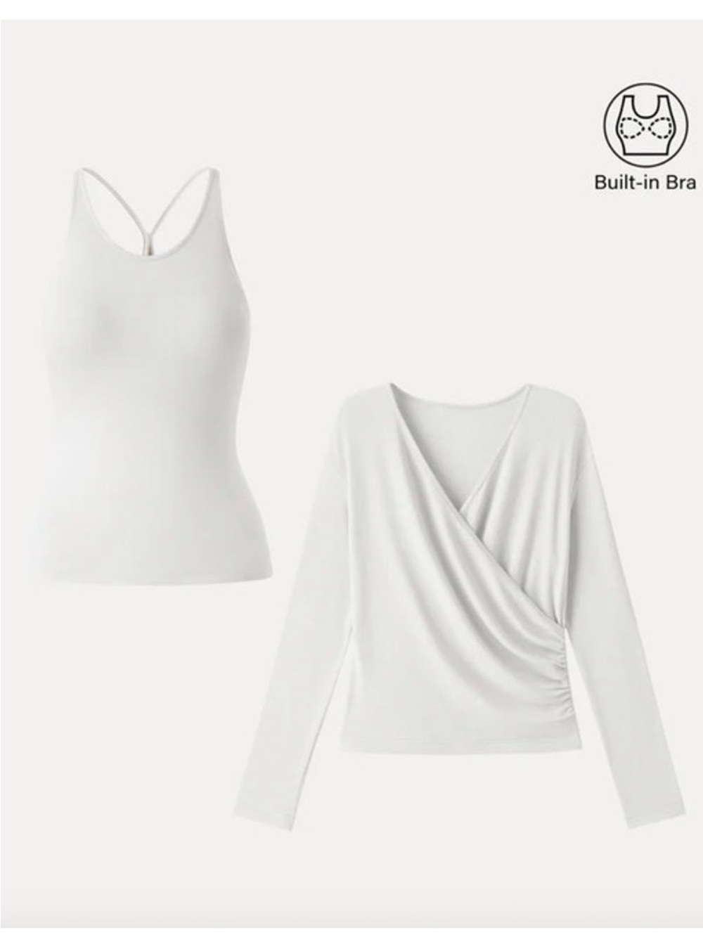 OGL Two-Piece Set Cami with Surplice Ruched Top White